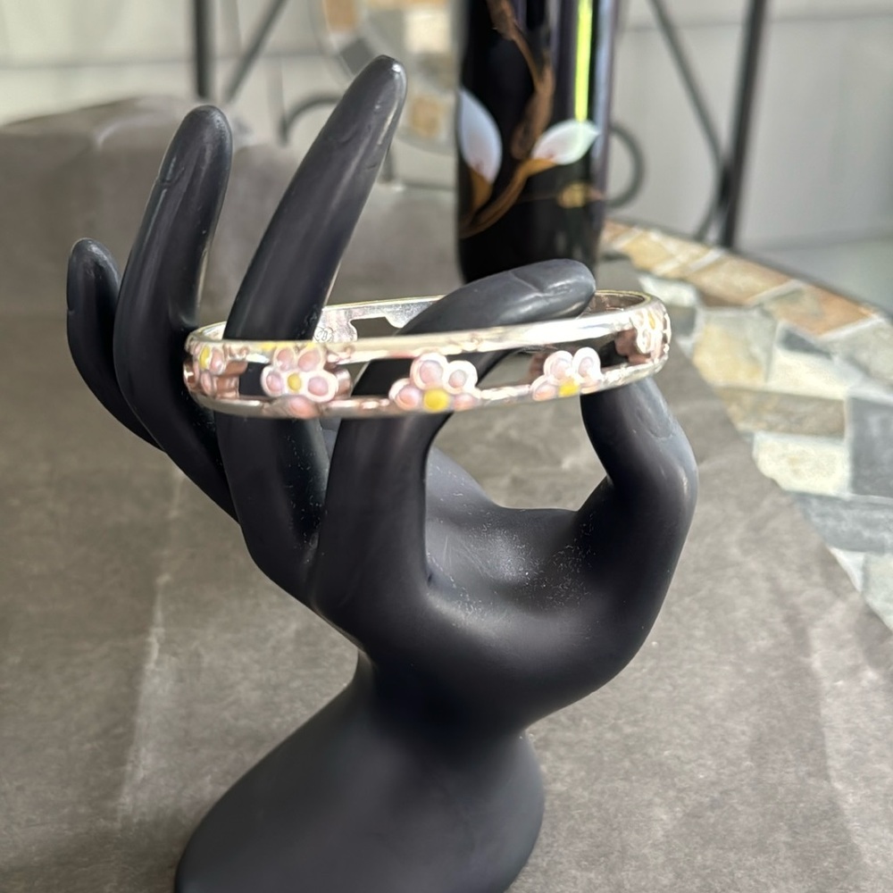 Brighton Flower Power Silver & Enamel Flowers Bangle Bracelet